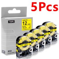 5PK 6/9/12mm Labels Compatible for Epson SS12KW LC-4WBN SS9KW SS6KW tape Black on White for Epson Kingjim LW-300 LW-400 Printer