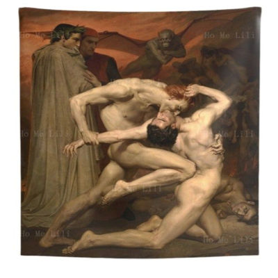 【cw】Hell Gothic Devil The Creation Of Adam Renaissance Angel Mythology Painting Tapestry Wall Hanging Art Decor Fabric
