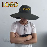 HOT★New Summer Custom Logo Big Wide Brim Fisherman Hat Outdoor Quick Drying Bucket Hats Men Breathable Sunscreen Mountaineering Cap