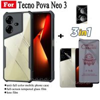 3in1 Tecno Pova Neo 3เคสโทรศัพท์กันกระแทกสำหรับ Tecno Spark 10 Pro 10C Spark Go 2023 8C Pova Neo 2 5 4 3 Camon 20 Pro 4G ป้องกันการสอดแนมชนิดเคลือบเพื่อความอ่อนโยนกระจกฟิล์มกระจก iPhone X พร้อม Privacy เคลือบ