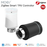 MOES Tuya ZigBee3.0ใหม่หม้อน้ำตัวกระตุ้นวาล์วสมาร์ทโปรแกรมเทอร์โมอุณหภูมิเครื่องทำน้ำอุ่น TRV Alexa การควบคุมเสียง