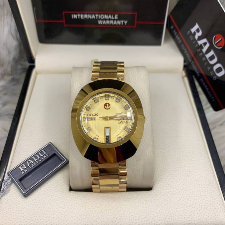 นาฬิกา-ราโด้-รุ่น-เดียสตาร์-หน้าปัดสีทอง-gold-dial-diamond-36-mm-automatic-men-s-watch-รับประกันภาพถ่ายจากสินค้าจริง