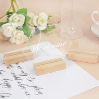 Acrylic Blank Stand Sign Holder Number Display Hexagon Sign Rectangle Round Wood Base Wedding Table Place Card Party Decoration