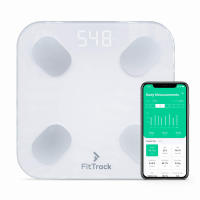 FitTrack Dara Smart BMI Digital Scale - Measure Weight and Body Fat - Most Accurate Bluetooth Glass Bathroom Scale