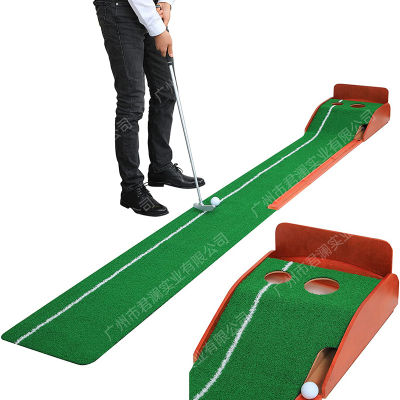 ไม้ตีกอล์ฟสำหรับฝึกกอล์ฟในร่ม3.1เมตรแผ่นฝึกหัดจำลองการฝึกกอล์ฟพัตเตอร์สีเขียวสนามหญ้าปลอกแขนจัดท่าทางตี3ลูกกอล์ฟ