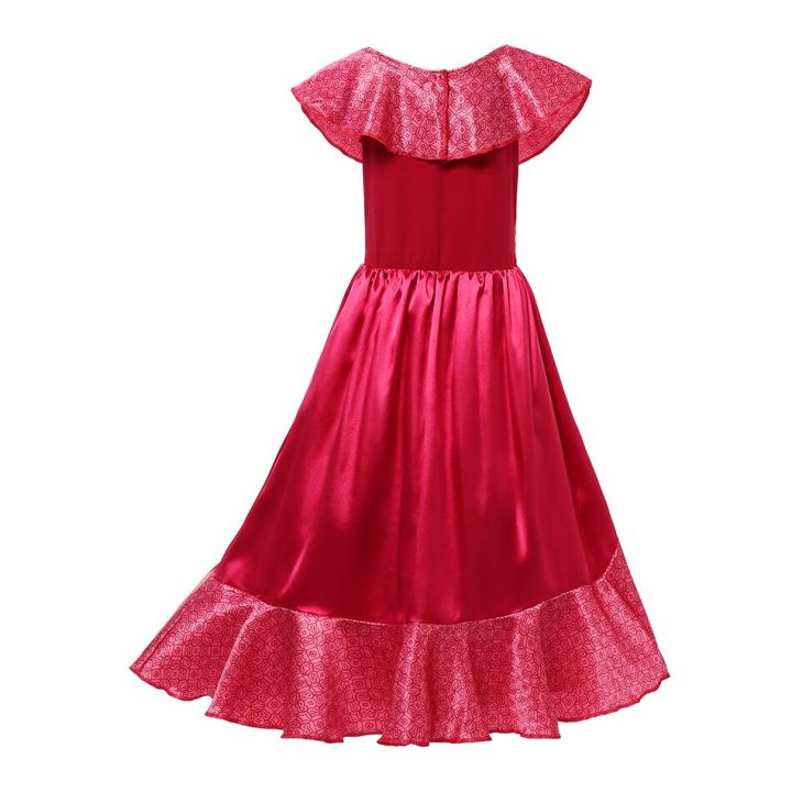 elena-of-avalor-princess-costume-girl-disney-anime-role-play-clothes-halloween-carnival-cosplay-outfit-kid-red-ruffle-long-dress
