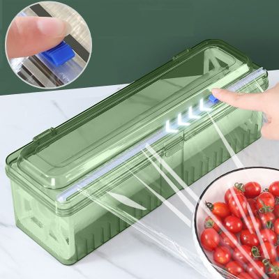 Plastic Cling Film Refillable Box Food Wrap Dispenser Plastic Cutter Cling Film Storage Holder Kitchen Tool Supplies Accessories