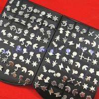 One Card 72Pcs (36Pairs) wholesale jewelry earring lots 1set Fashion pretty women men 316L stainless steel earrings New LB062