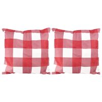 Christmas Throw Pillow Covers 18x18 Inch Red White Buffalo Check Plaid Cushion Case Cotton Linen Farmhouse Decorative for Sofa, Set of 2