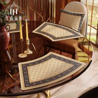 [COD] european-style luxury senior feeling round fan silicone placemats hotel leather waterproof and oil heat insulation mat