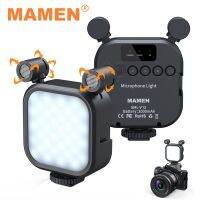 MAMEN On-Camera LED Video Light with Real-time Monitoring Microphone 2000mAh Rechargable Lamp for Youtube Vlog Photography Light Phone Camera Flash Li