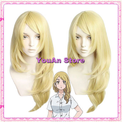 Emma Sano 65cm Long Cosplay Wig Anime Tokyo Revengers Emma Golden Blond Hair Halloween Party Carnival Role Play + Free Wig Cap