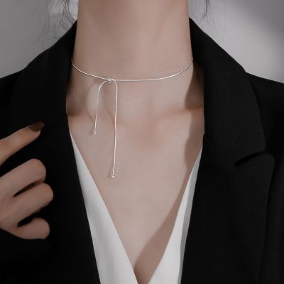 New Arrived Adjust S925 Sterling Silver Sparkling Necklace for Women Short Clavicle Chain Choker Wedding Party Fine Jewelry