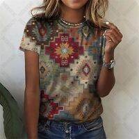 Traditional Pattern 3D Printed Womens Fashion T-shirts O-neck Summer Casual Bohemian Tees Girls Loose Short Sleeve Tops