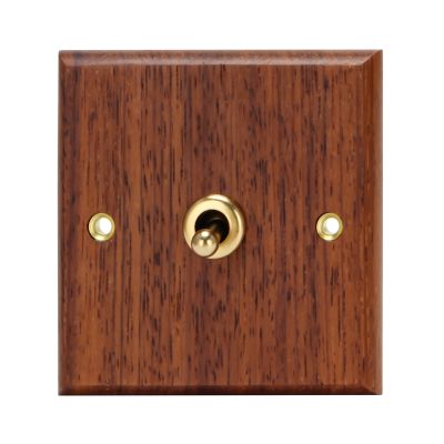 86 Type Solid Wood Panel Switch Wall Light Retro Brass Toggle Switch Wood Grain Electrical Switch Socket