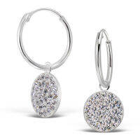 Silver thai Crystal circle hoop earrings,  ต่างหูวงกลมคริสตัลแบบห่วงเงินแท้925 , hoops with Charms Crystal Earring