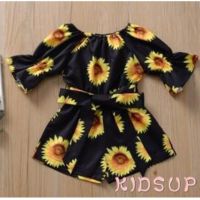 COD DSFERTEREERRE KIDSUP-Summer Kids Baby Girls Clothes Floral Off Shoulder Flare Sleeve Jumpsuit Romper