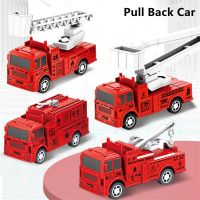 4PCS/Set Fire Truck Car Toys Retro Pull Back Car Random Colors Sanitation Vehicle Racing Engineering Models Educational Dolls