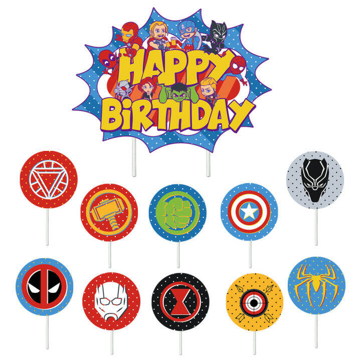 ชุดลูกโป่ง-marvel-happy-birthday-พร้อมสไปเดอร์แมนไอรอนแมนฮัลค์ดึงธงการ์ดเค้กแบนเนอร์ลูกโป่งสำหรับตกแต่งปาร์ตี้วันเกิดแพ็คเกจของเล่น