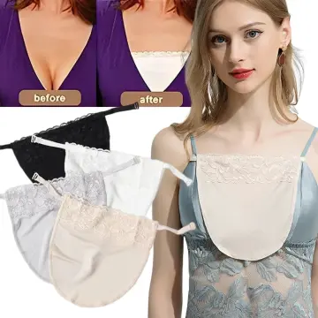 Women's Lace Cleavage Cover Camisole Breathable Invisible Mock Camisole Bras  Solid Color Overlay Modesty Panel Vest 