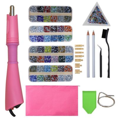 hotx【DT】 12grids DMC Hot Rhinestones Set/ EU/US PLUG Hotfix Applicator Glass Rhinestone Iron-on Strass Decoration