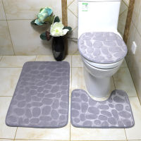 Bathroom Bath Mat Set Toilet Rugs Flannel Anti Slip Shower Cars Set Home Toilet Lid Cover Shower Room Rug Floor Mats