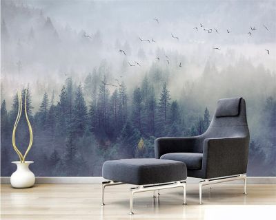 Beibehang วอลล์เปเปอร์ที่กำหนดเอง Nordic ป่าสดภูมิทัศน์การออกแบบผนังพื้นหลังทีวีห้องนั่งเล่นภาพจิตรกรรมฝาผนังห้องนอนภาพวอลล์เปเปอร์3d