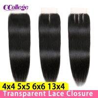 4x4 5x5 6x6 Lace Closure Human Hair Transparent Closures Only 13x4 Lace Frontal Straight Brazilian Hair Free/Three/Middle Part