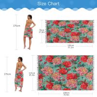 (ร้อน) Elegant Rose ดอกไม้พิมพ์ชุดว่ายน้ำ Beach Cover Up สำหรับผู้หญิงผ้าฝ้าย Pareo Sarong ผ้าพันคอบิกินี่ชุดว่ายน้ำกับ Tassels