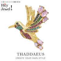 Pendants Golden Colourful Hummingbird,Summer New Jewelry 925 Sterling Silver Accessorie Lightness Elegance Gift For Women