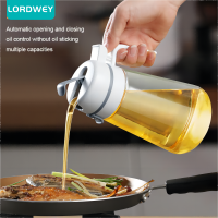 LORDWEY ขวดเปิดอัตโนมัติสำหรับแก้วห้องครัวขวดใส่น้ำมันขนาด350-650มล. ขวดจ่ายน้ำมันมะกอกภาชนะน้ำส้มสายชูของอบบาร์บีคิวตั้งแคมป์