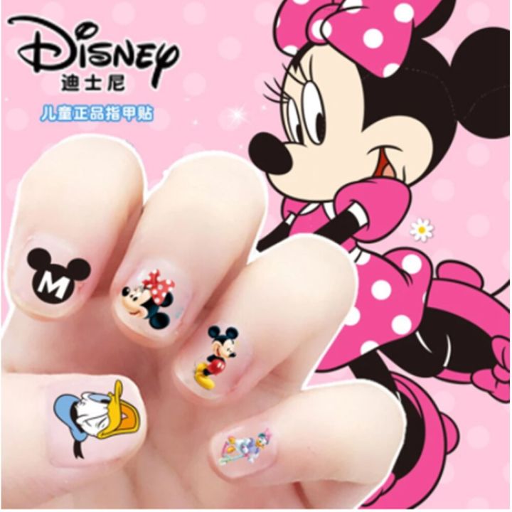 cartoon-frozen-princess-pooh-bear-snow-white-makeup-nail-stickers-minnie-mickey-mermaid-stitch-stickers-toy-for-kids-diy