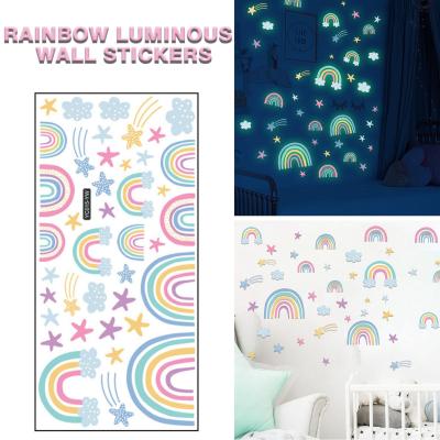 Self-adhesive Wallpaper Rainbow Wall Sticker Rainbow Room Childrens Bedroom Room Wallpaper Decoration Living Clouds Stars W4O1