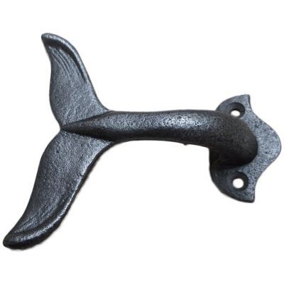 2X Cast Iron Whale Tail Decorative Wall Hook with Mounting Screws (18X7X5cm/7X2.75X1.96Inch)