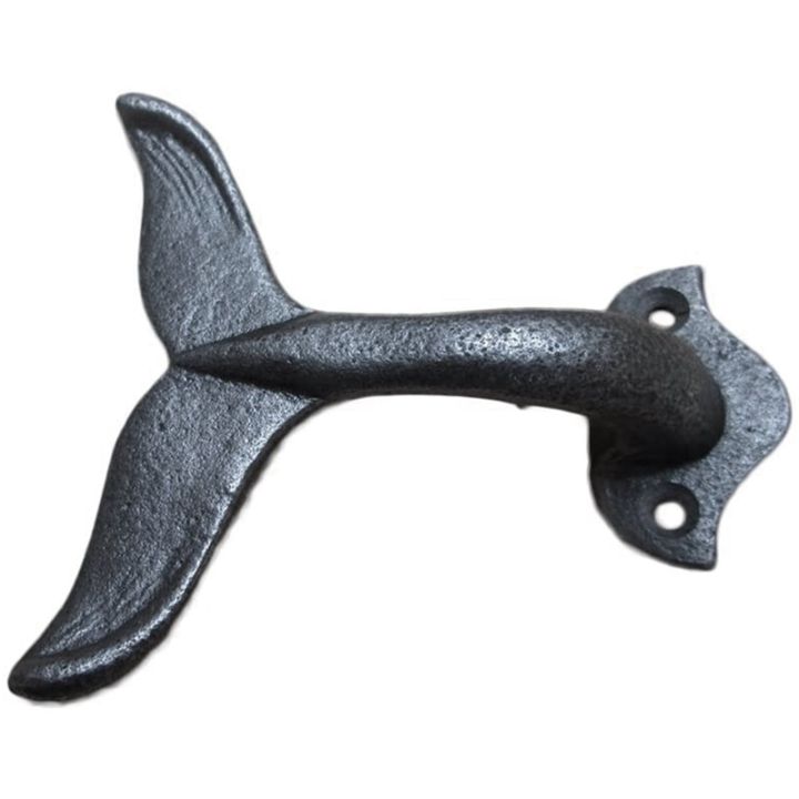 2x-cast-iron-whale-tail-decorative-wall-hook-with-mounting-screws-18x7x5cm-7x2-75x1-96inch