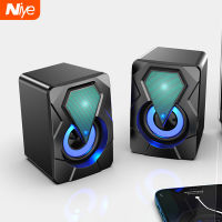 Computer Speakers with Subwoofer For PC Desktop Computer Laptop LED Colorful Lighting Home Theater System USB Wired SoundBox