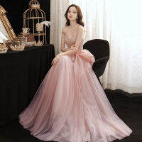 2023ใหม่อย่างเป็นทางการสีชมพู Fairy Elegant Prom ชุดราตรีผู้หญิง Bra อารมณ์วันเกิด Party Long Ball Civil Gown สำหรับ Ninang งานแต่งงาน Sponsor