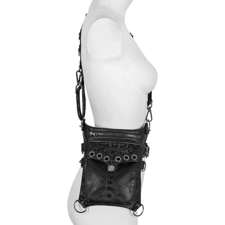 new-bags-women-steampunk-retro-motorcycle-bag-pu-casual-waist-bag-outdoor-riding-shoulder-bag-women