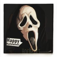 Scream ผี สครีม หน้ากากผี Halloween หนังฆาตกรโรคจิต หนัง รูปภาพ​ติดผนัง pop art พร้อมกรอบและที่แขวน กรอบรูป แต่งบ้าน ของขวัญ โปสเตอร์ รูปภาพ