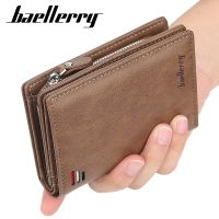 Brand Men PU Leather Short Wallet with Zipper Coin Pocket Vintage Big Capacity Male Short Money Purse Card Holder New Wallets