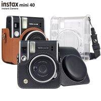 เคสป้องกันสำหรับกล้องฟิล์มสำเร็จรูป Fujifilm Instax Mini 40กระเป๋าหนังพรีเมี่ยม/ฝาปิดที่ชัดเจนพร้อมสายรัดที่สามารถปรับได้