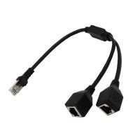 24cm Black RJ45 Male to 2 Female Splitter Ethernet LAN Network Extender Adapter Connector Extension Cable for Switch ADSL Router