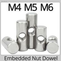 ◙ M4 M5 M6 304 Stainless Steel Barrel Bolts Dowel Cylindrical Pin Cross Hole Connecting Hammer Embedded Nut Furniture Accessories