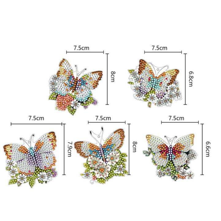 5ชิ้นพวงกุญแจภาพวาดเพชรงานฝีมือศิลปะ5d-rhinestone-mosiac-พวงกุญแจพวงกุญแจศิลปะเพชร-diy-สำหรับผู้เริ่มต้นการตกแต่งบ้าน