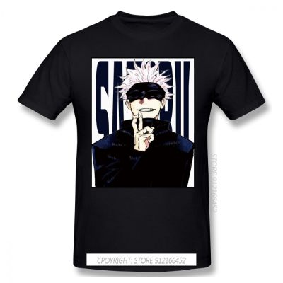 Satoru Gojo Black Tshirt Jujutsu Kaisen Itadori Megumi Fushiguro Anime Homme T-Shirts Tee Pure Cotton Oversize Tops