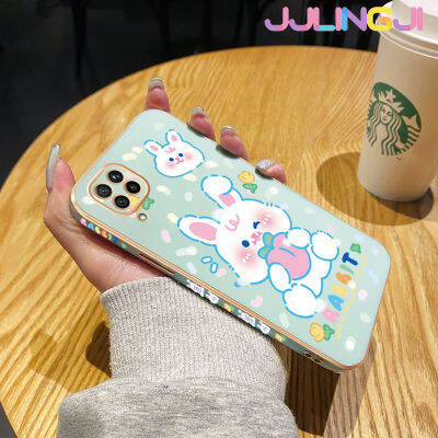 Jjlingji เคสสำหรับ Huawei Nova 7i กระต่ายสีขาวน่ารักลายการ์ตูนหรูหราเคสมือถือกรอบสี่เหลี่ยมเคสกันกระแทกฝาหลังเคสป้องกันเลนส์กล้อง