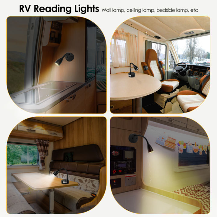 12v-นำไฟอ่านหนังสือแสง-usb-สัมผัสเปิด-ปิดไฟตบแต่งภายใน-campervan-สามสีหรี่แสงและปรับแสงโคมไฟผนังข้างเตียงรถตู้สำหรับรถบ้าน