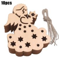 10pcs Christmas Wood Tags Plain Wooden Shapes Craft Ornament Christmas Tree Hanging Decorations Christmas Gift Tags New Year Christmas Ornaments