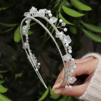 Bridal Wedding Headband Rhinestone Tiaras and Crowns for Women Hair Accessories Crystal Pearl Hair Jewelry Bridesmaid Headpiece