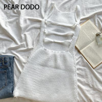 PEAR DODO ชุดเดรสสำหรับผู้หญิง,เดรสสายเดี่ยวสำหรับเด็กผู้หญิงรสเผ็ดเปลือยหลังเซ็กซี่เกาหลี